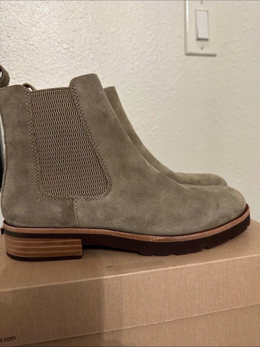 Kork-Ease Bristol Taupe Suede Chelsea Booties
